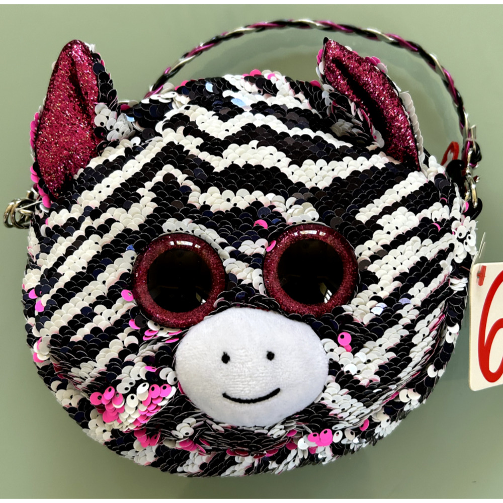 TY Beanie Babies Boos Flippables Zoey Zebra 9" Fashion Sequin Purse for …